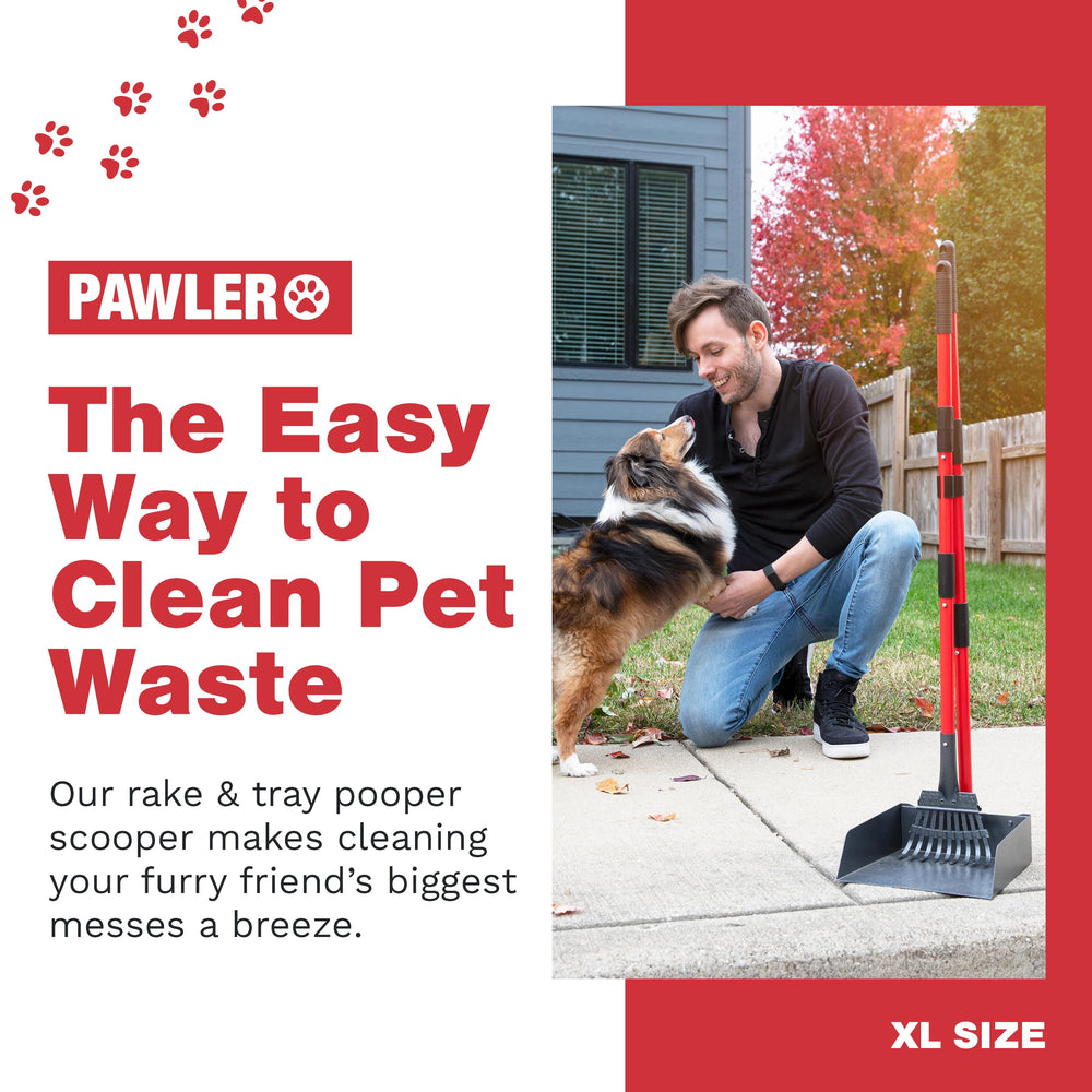 Pawler Pooper Scooper large 9x9.5-inch tray holds more waste per scoop.