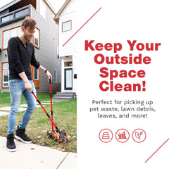 Pawler Pooper Scooper long-handle-rake enables effortless standing cleanup