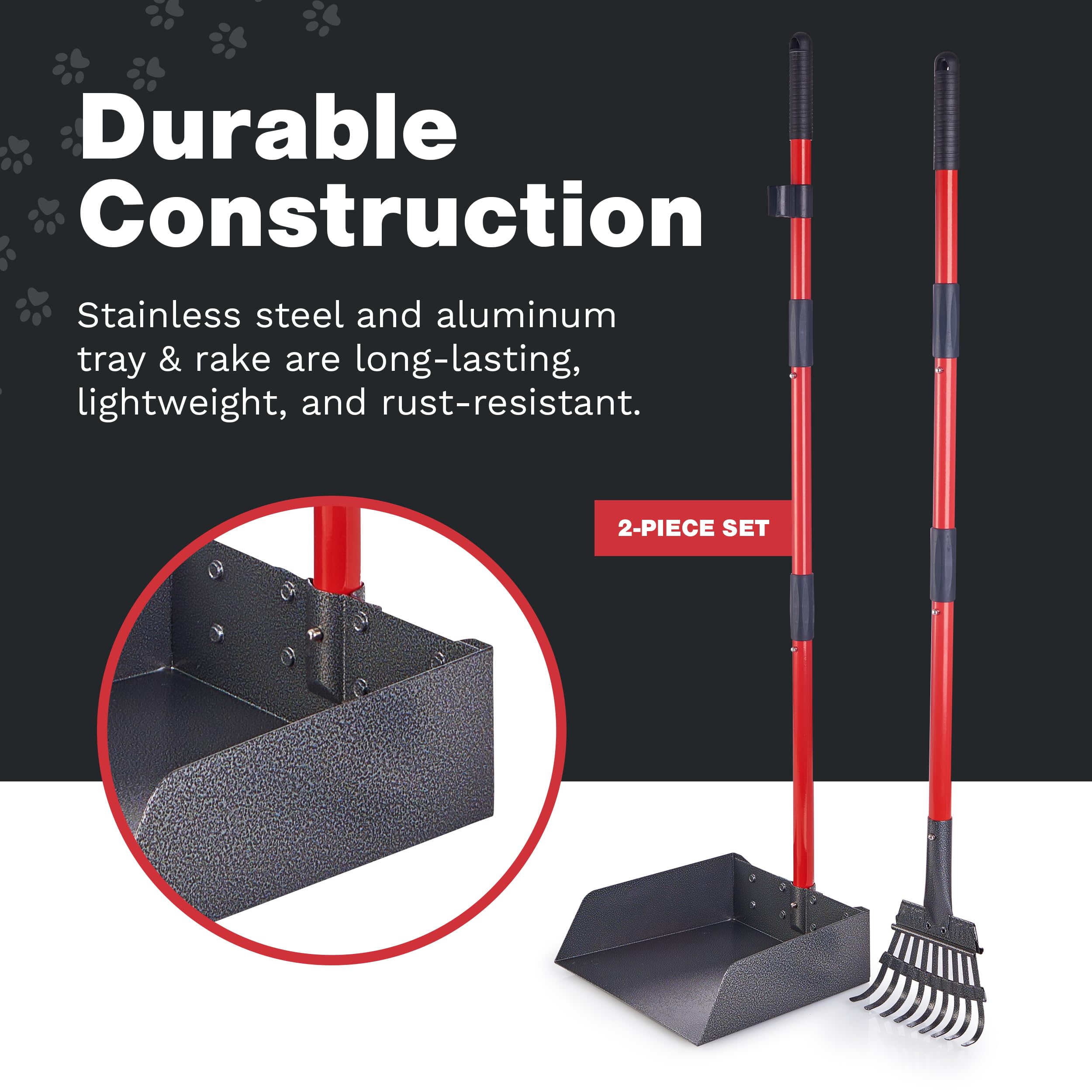 Pawler Pooper Scooper includes wall-storage holes for easy garage organization.