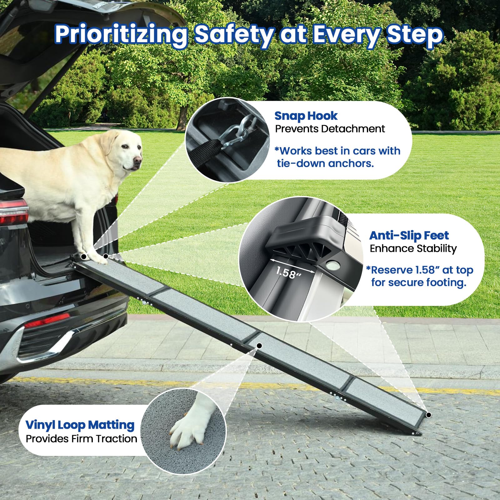 Pawlify dog ramp with 250LBS capacity supports large dogs safely