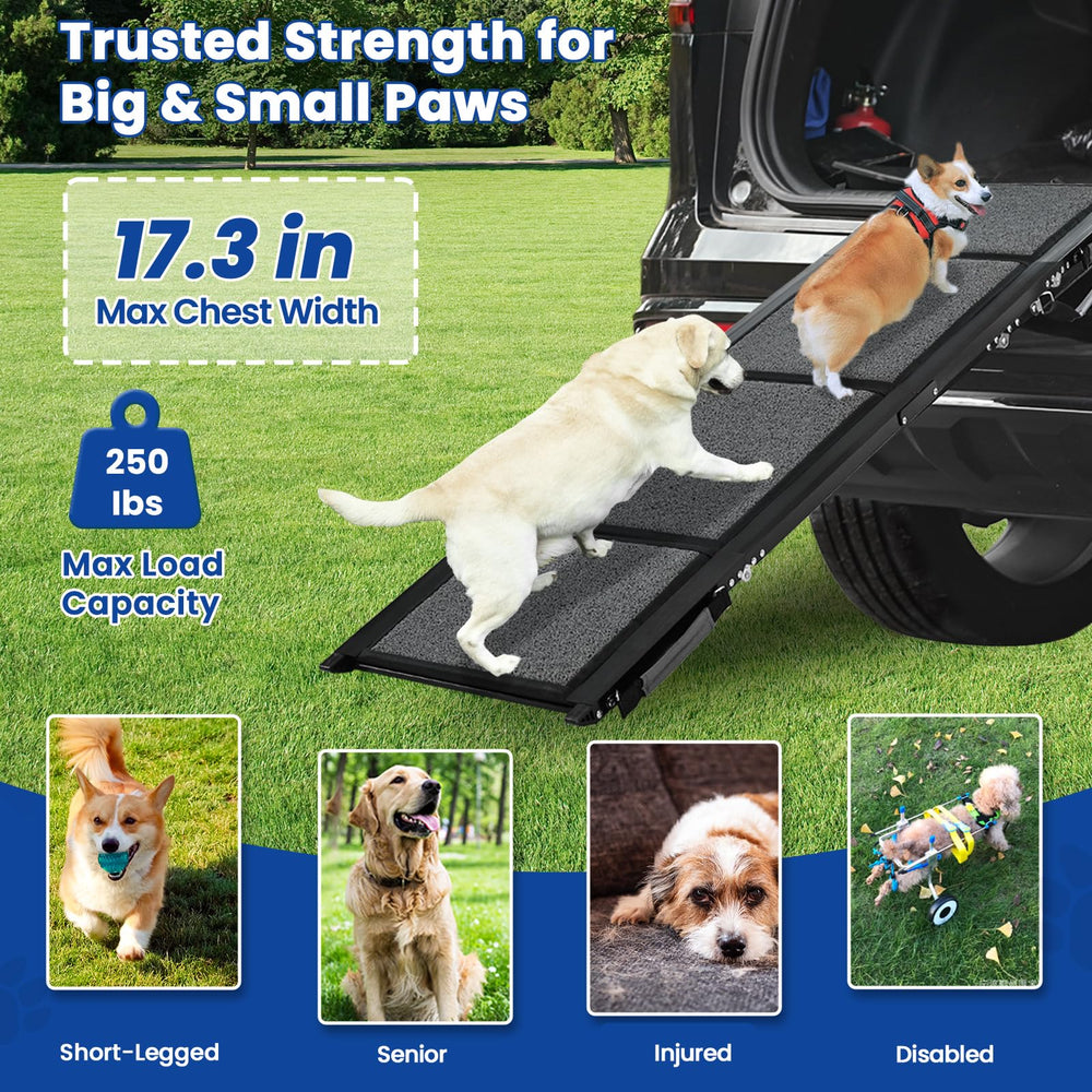 Pawlify dog ramp with anti-slip rug surface provides solid paw grip