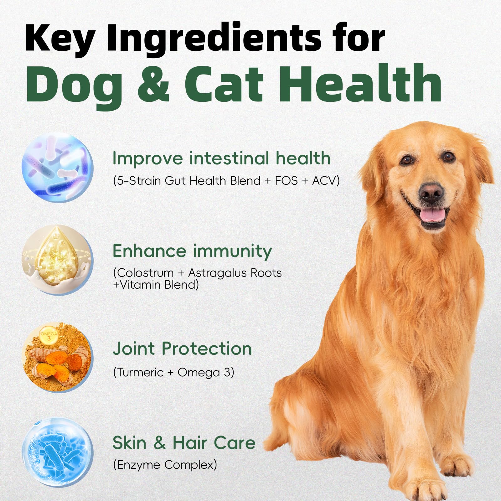 Pawlooza Probiotics for Dogs ingredients label reveals 10B CFU and immune-supporting components.