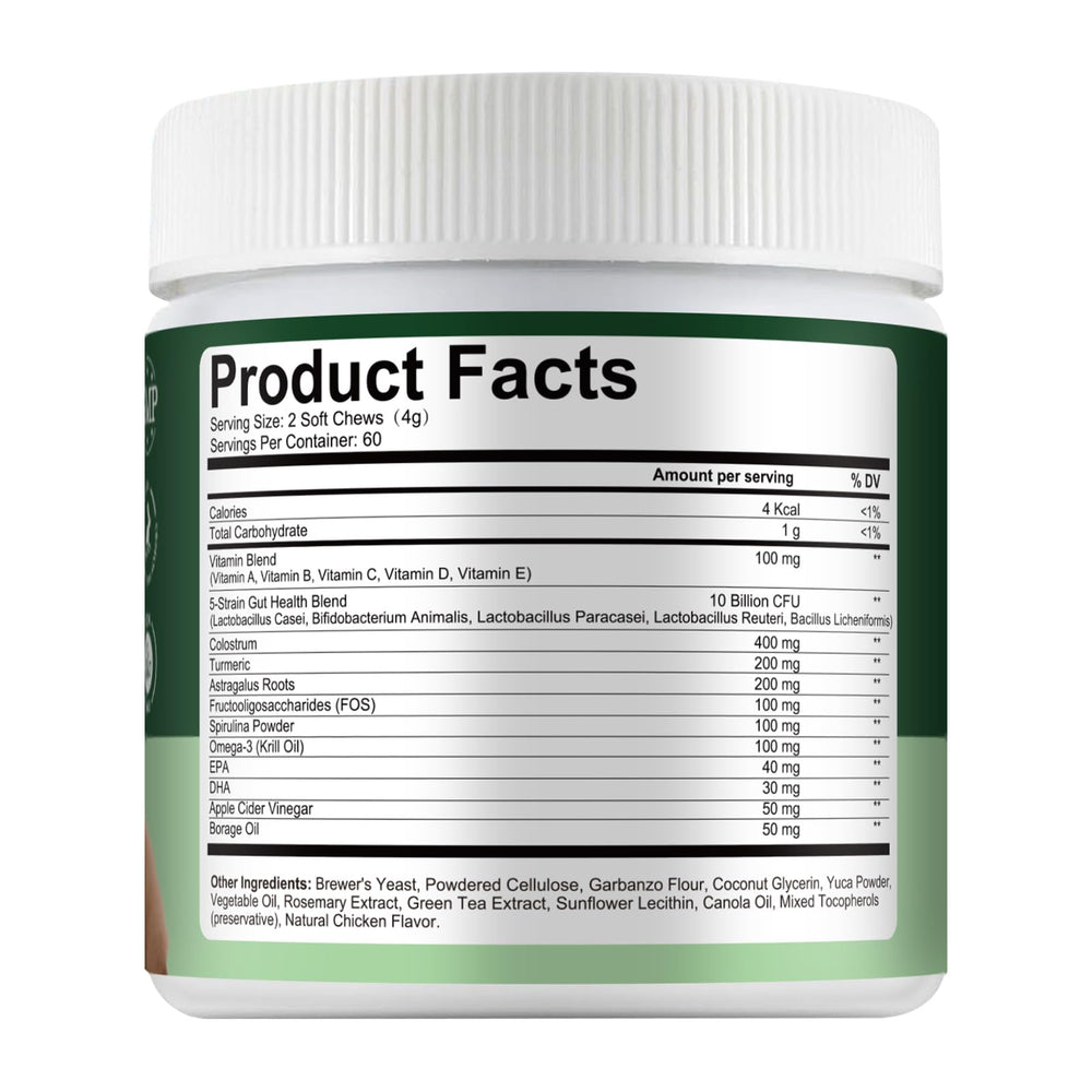 Pawlooza Probiotics for Dogs soft chews held by hand demonstrate palatable daily supplement.