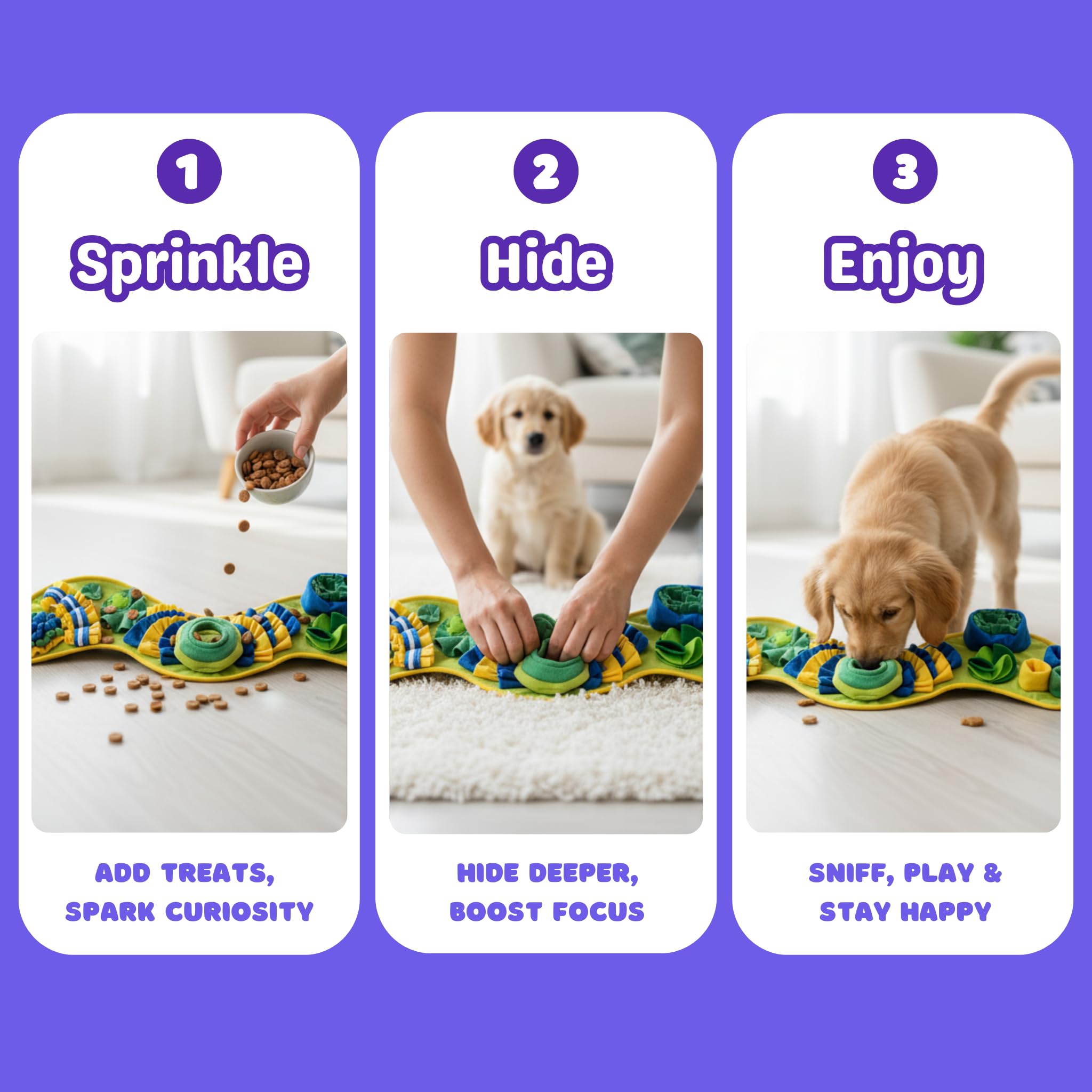 PAWLUDE snuffle mat non-slip base keeps mat steady during play