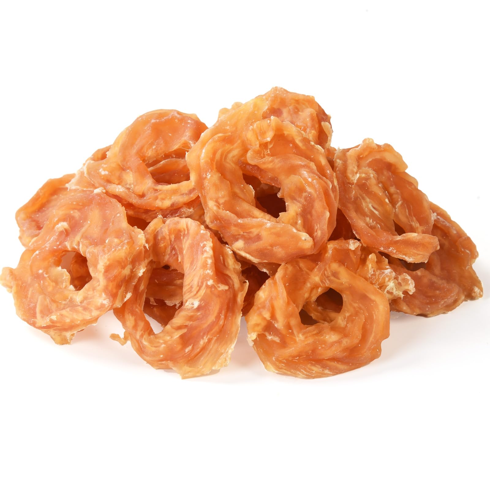Pawmate chicken jerky rings bag front shows grain-free, ready-to-serve training snacks.