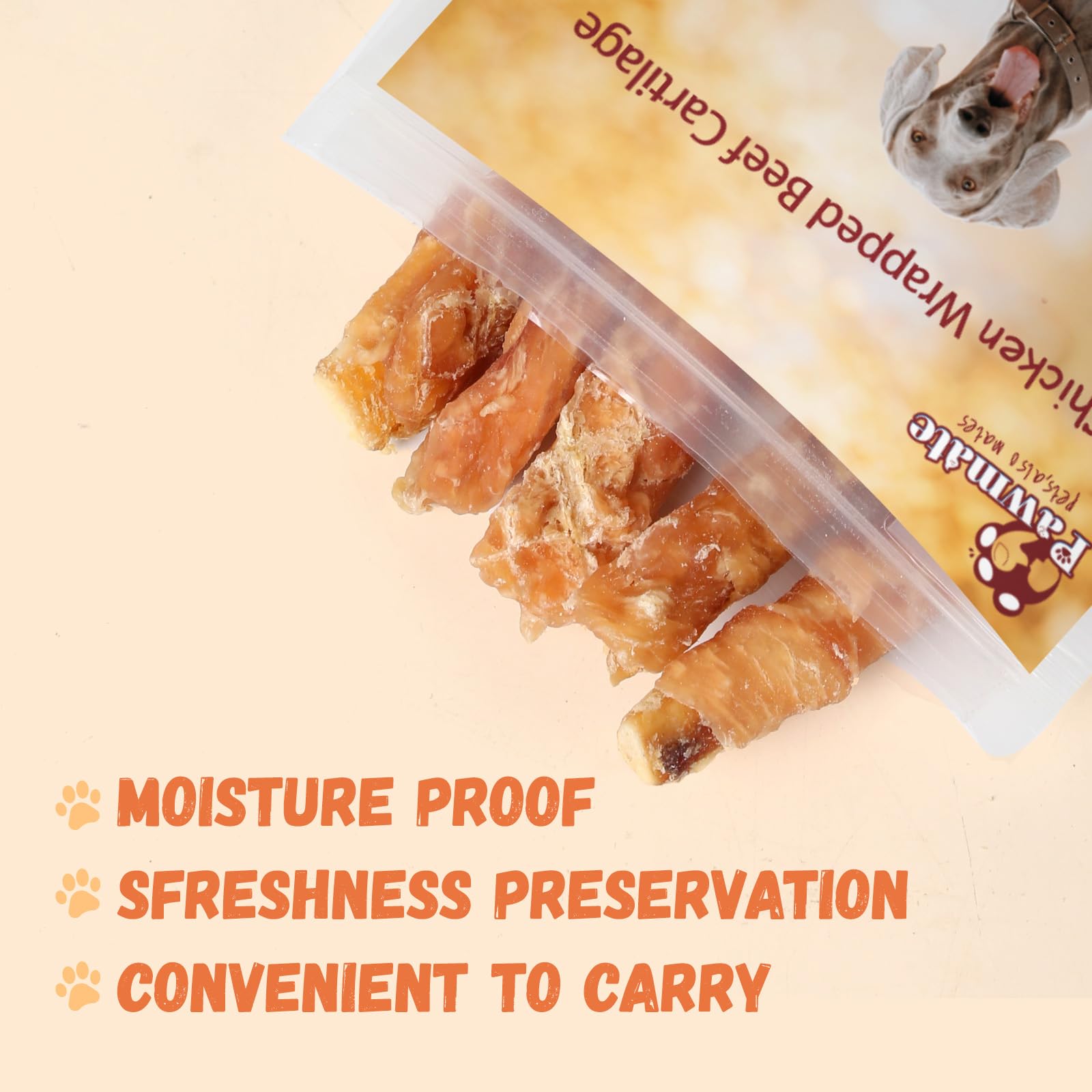 Pawmate calcium-supplement chew highlights joint support and coat nutrition in a tasty treat.