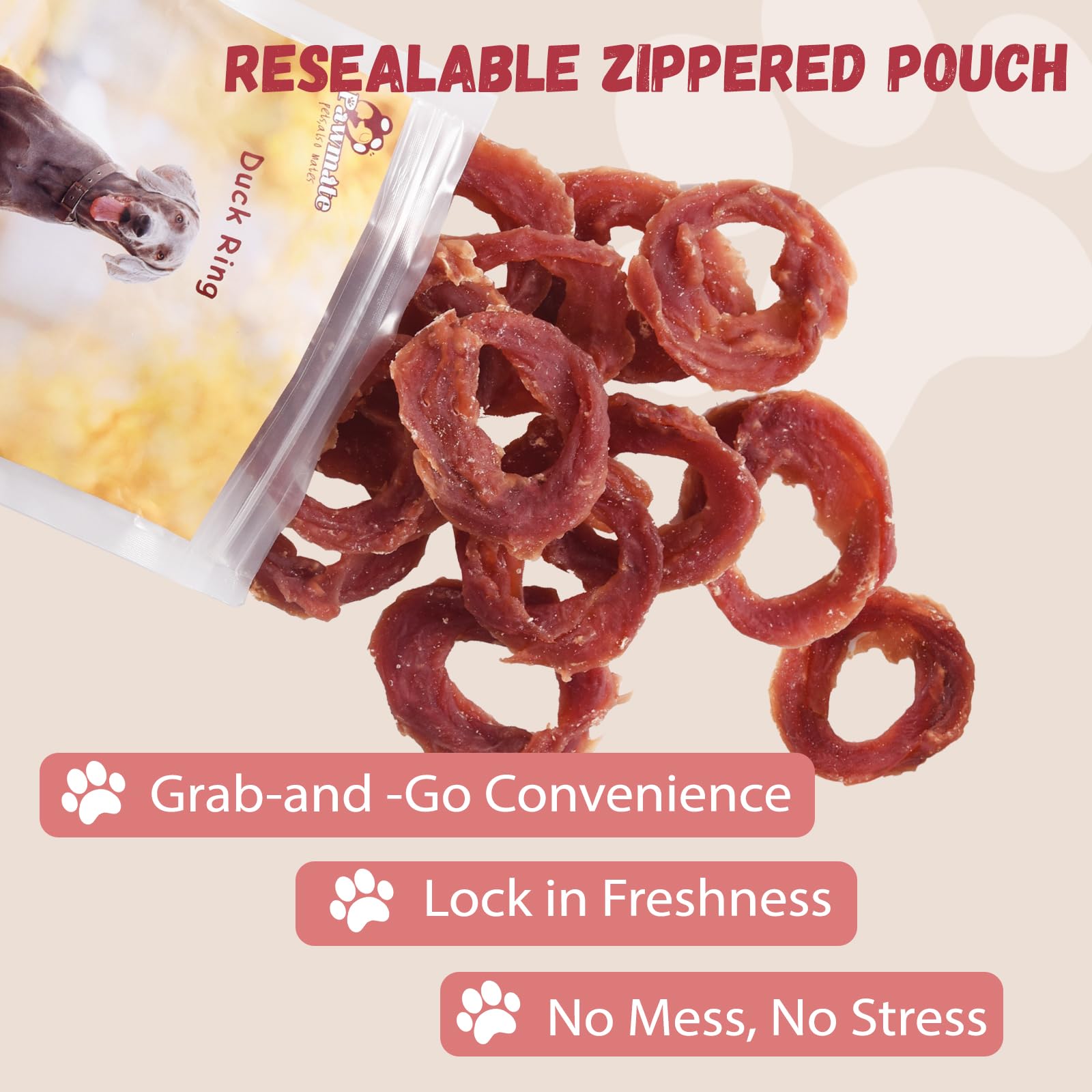 Chewy ring shape appeals to dogs for longer chew