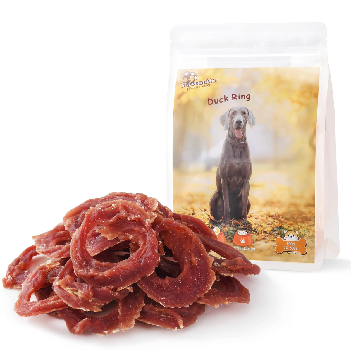 Pawmate duck jerky rings packaging shot for sensitive pups