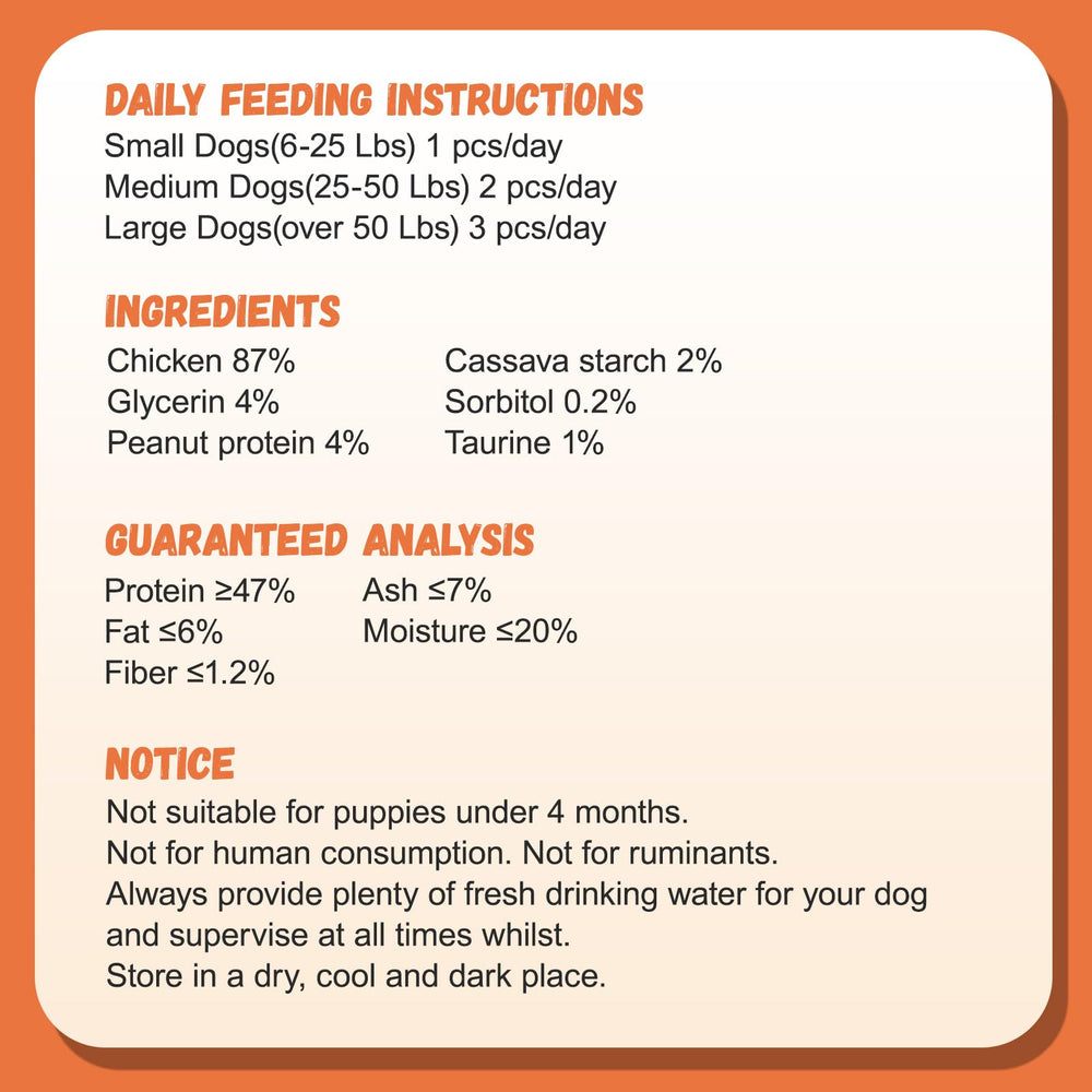 Pawmate chicken jerky rings digestibility suggests gentle, easy to digest chew for sensitive stomachs.