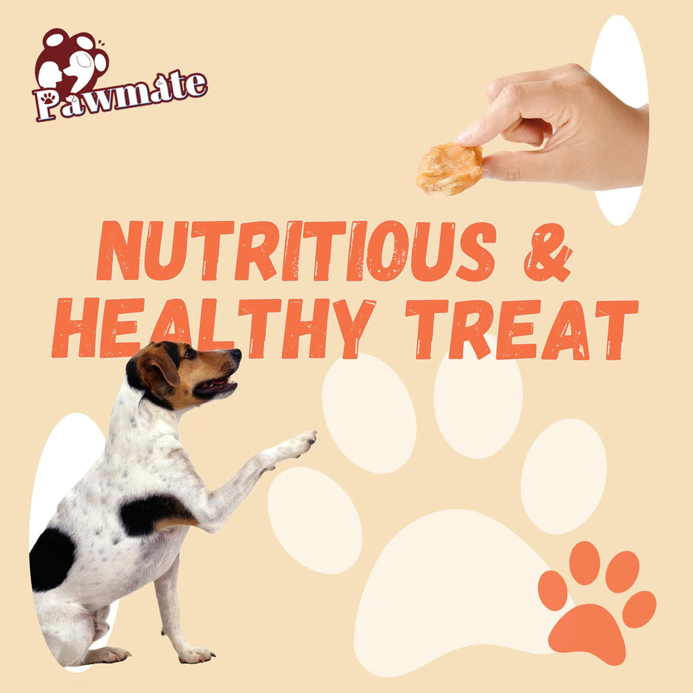 Pawmate serving-size portion shows small-to-medium dogs suitable training portions.