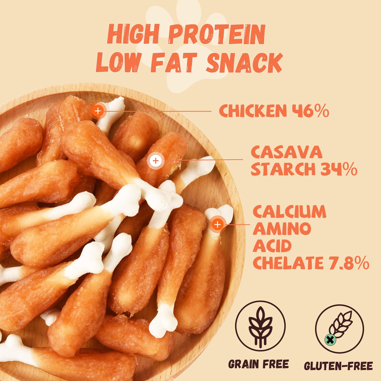 Pawmate snack pollo sin cuero crudo para masticación segura