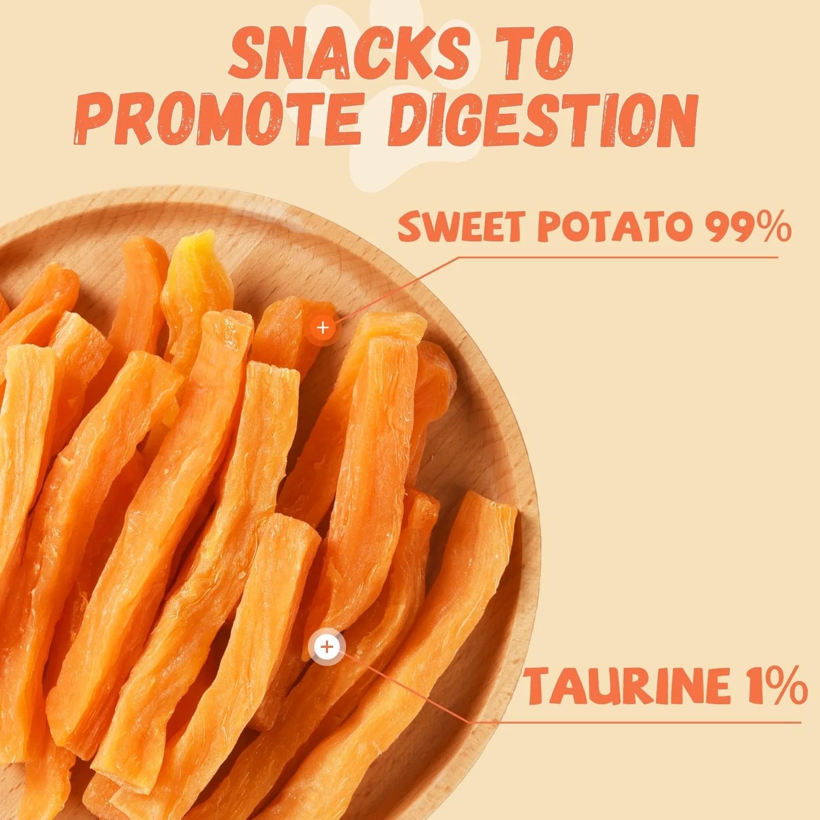 Pawmate Sweet Potato Treats texture closeup highlighting chewy, digestible snack