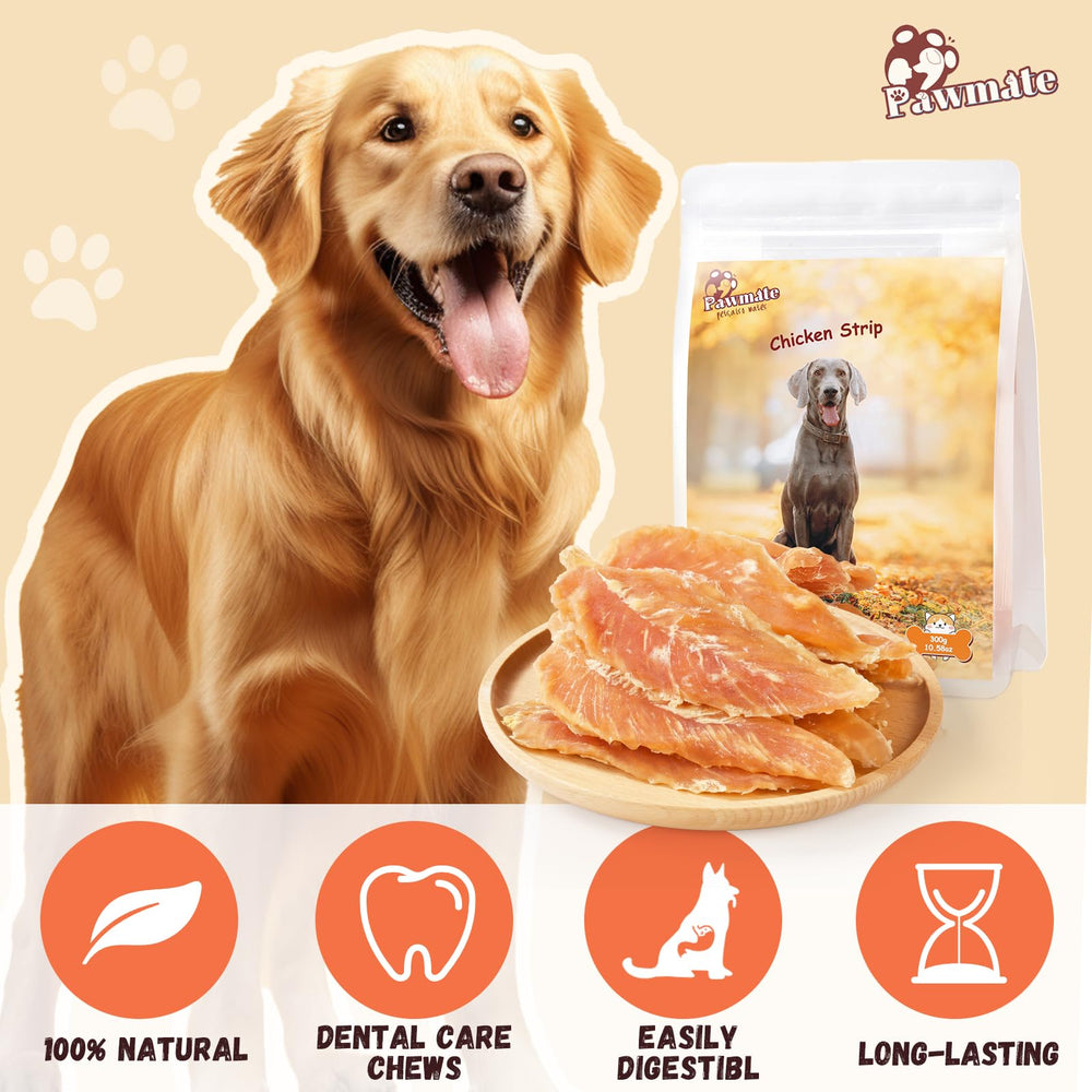 Pawmate training treats chicken jerky visuals suggesting bite-sized rewards