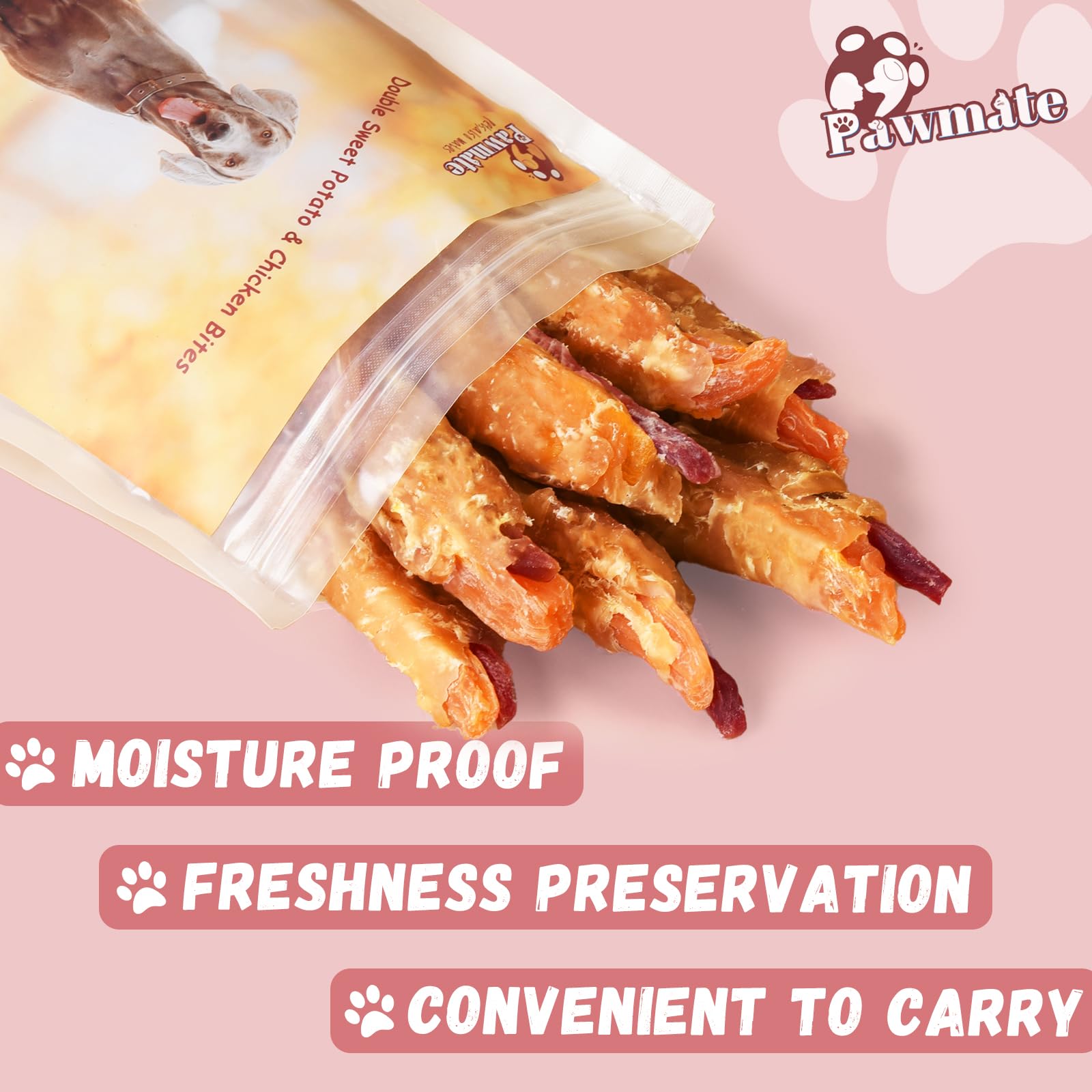 Pawmate Wraps aptos para todas las razas, snack saludable para perros grandes y pequeños.