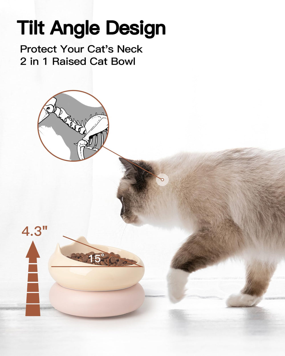 PawMeow dishwasher-safe ceramic bowls for easy cleaning.
