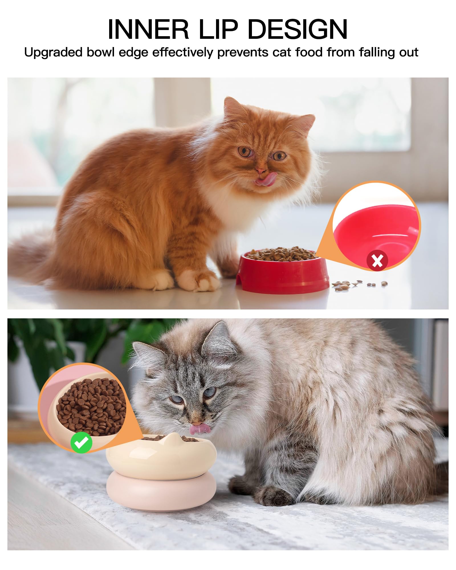 PawMeow 6.7-inch bowls fit portions up to 5 oz for cats and kittens.