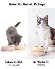 PawMeow stackable two-bowl set ideal for kittens' mealtimes.