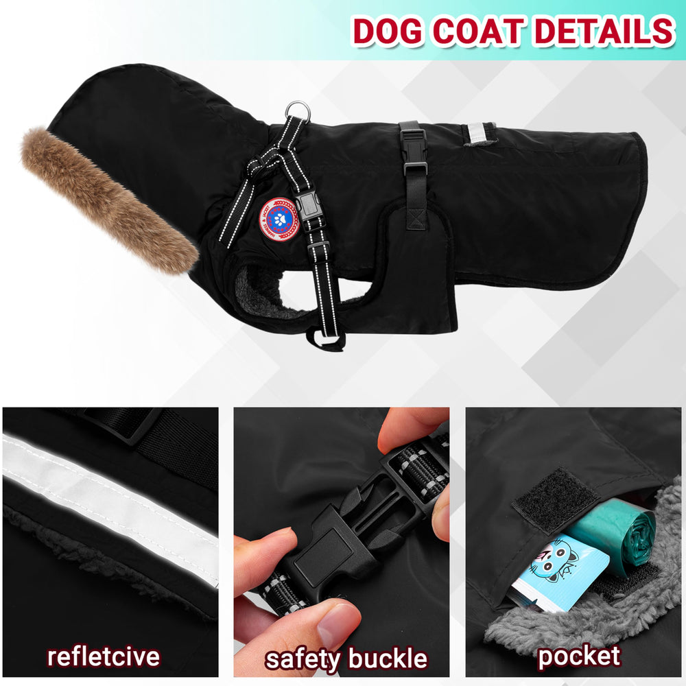 PAWNISAW dog winter coat adjustable chest and waist for snug fit