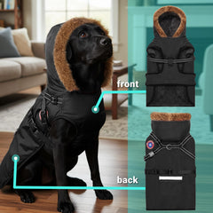 PAWNISAW dog winter coat reflective back strip for low-light safety
