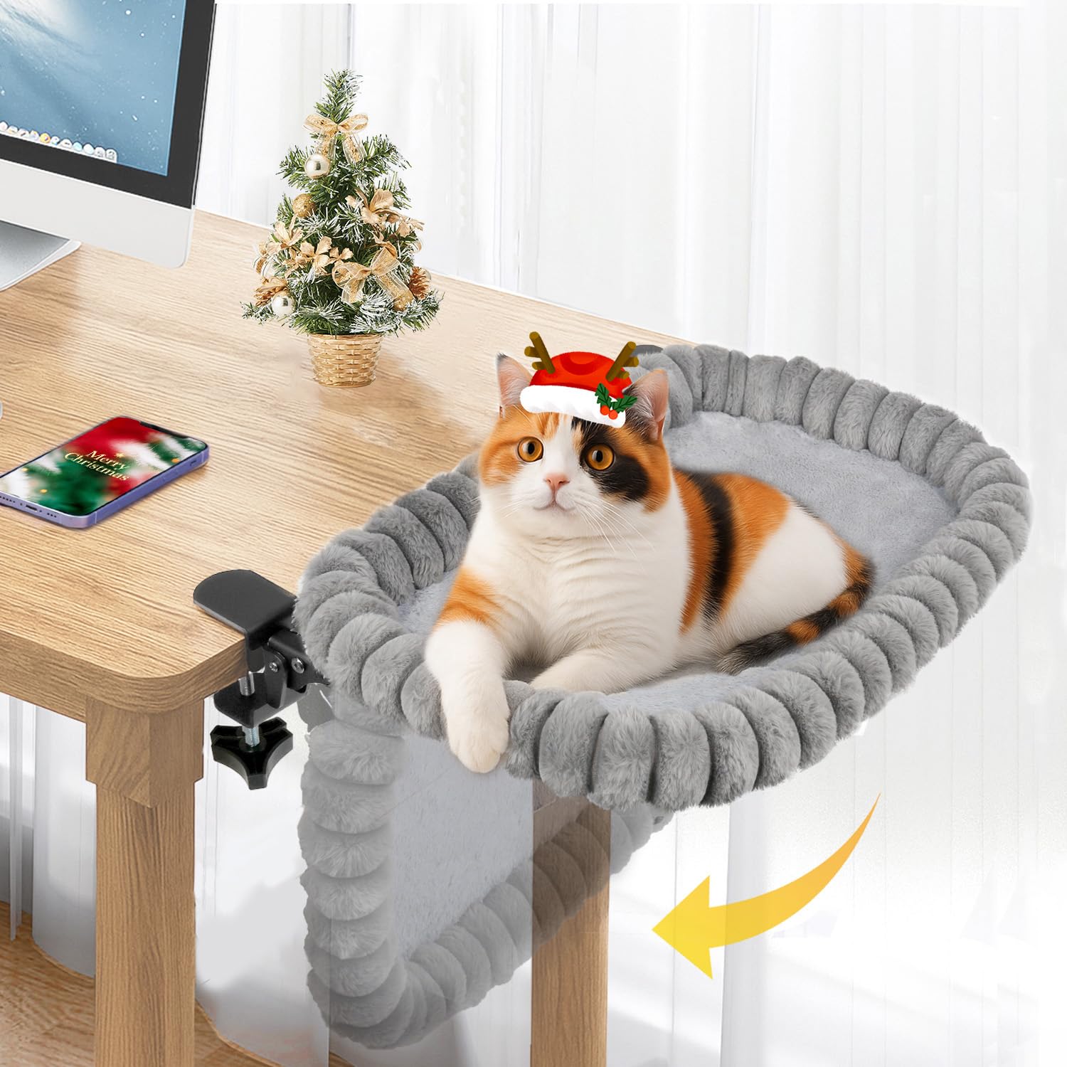Pawow Cat Desk Bed folded 90-degree design for space saving and easy storage