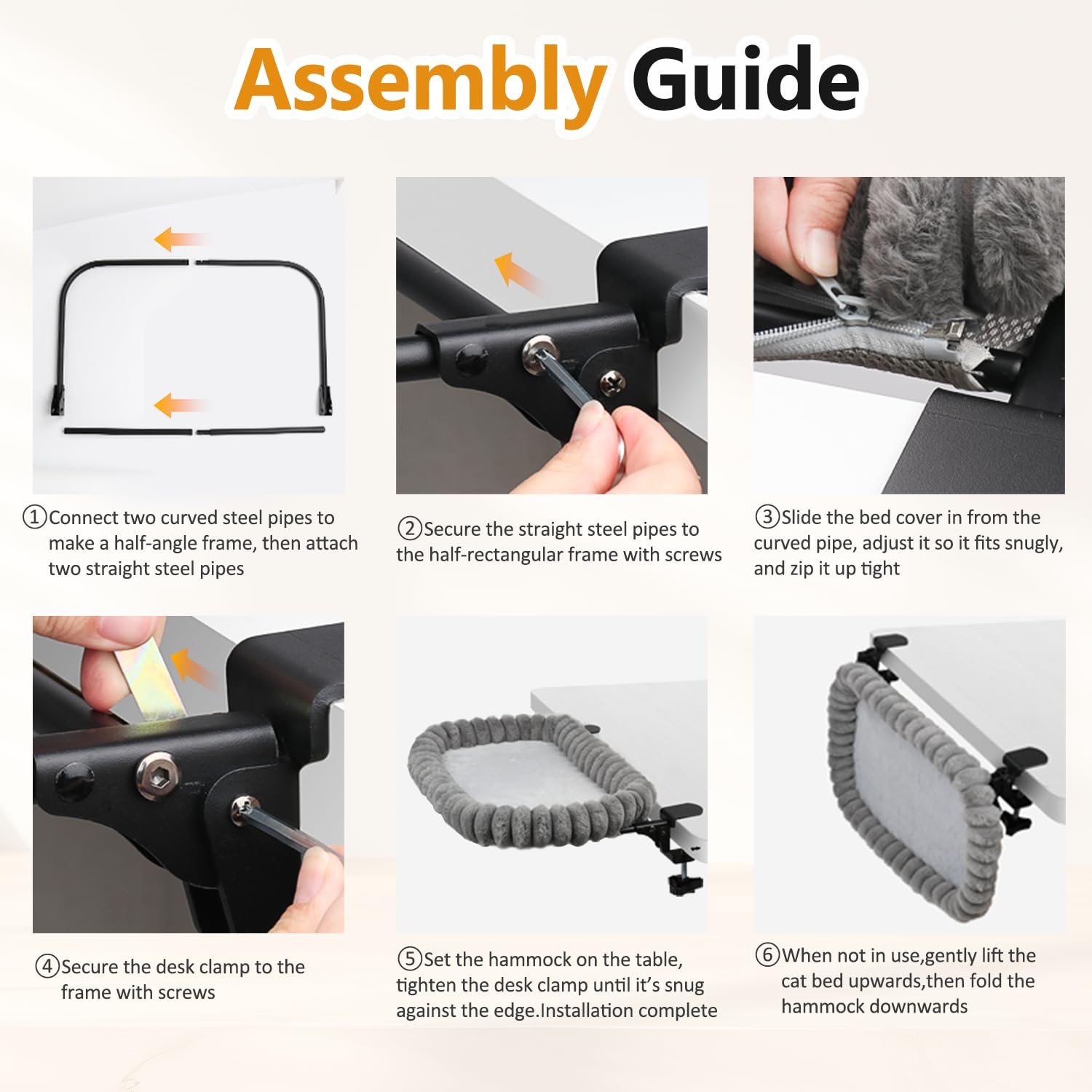 Pawow Cat Desk Bed includes quick-install tools for easy setup