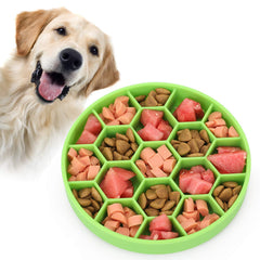 Pawow slow feeder bowls with suction cups on a smooth floor prevent spills during feeding.