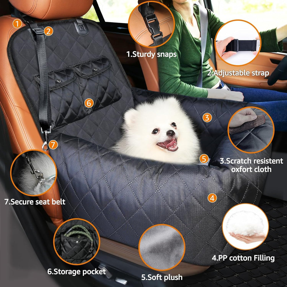 Pawperly dog car seat showing safety belt loops for secure travel