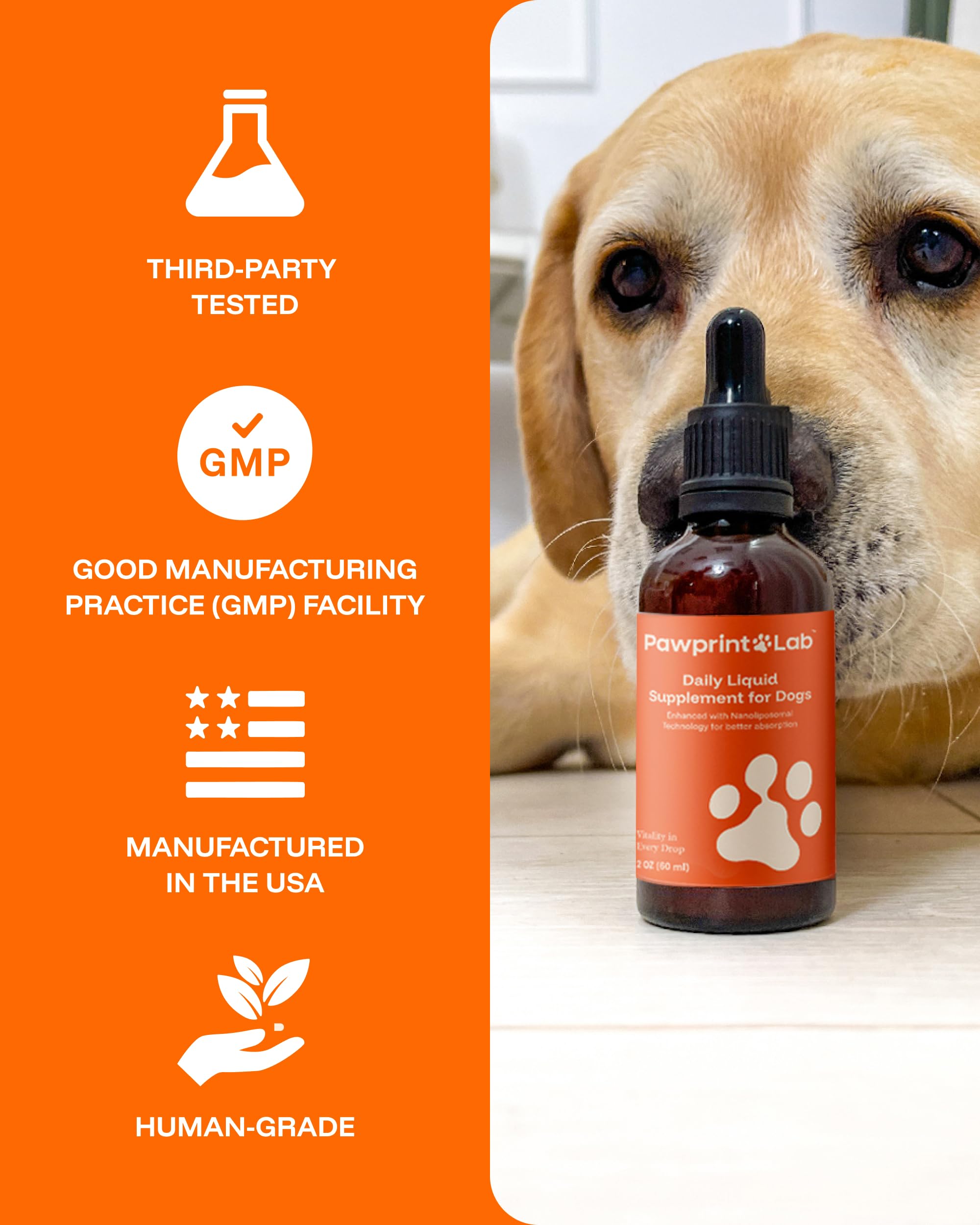 PAWPRINT LAB third-party tested seal emphasizes purity and potency.