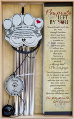 Pawprints Left By You wind chime 18in with pawprint detail for memorial display.