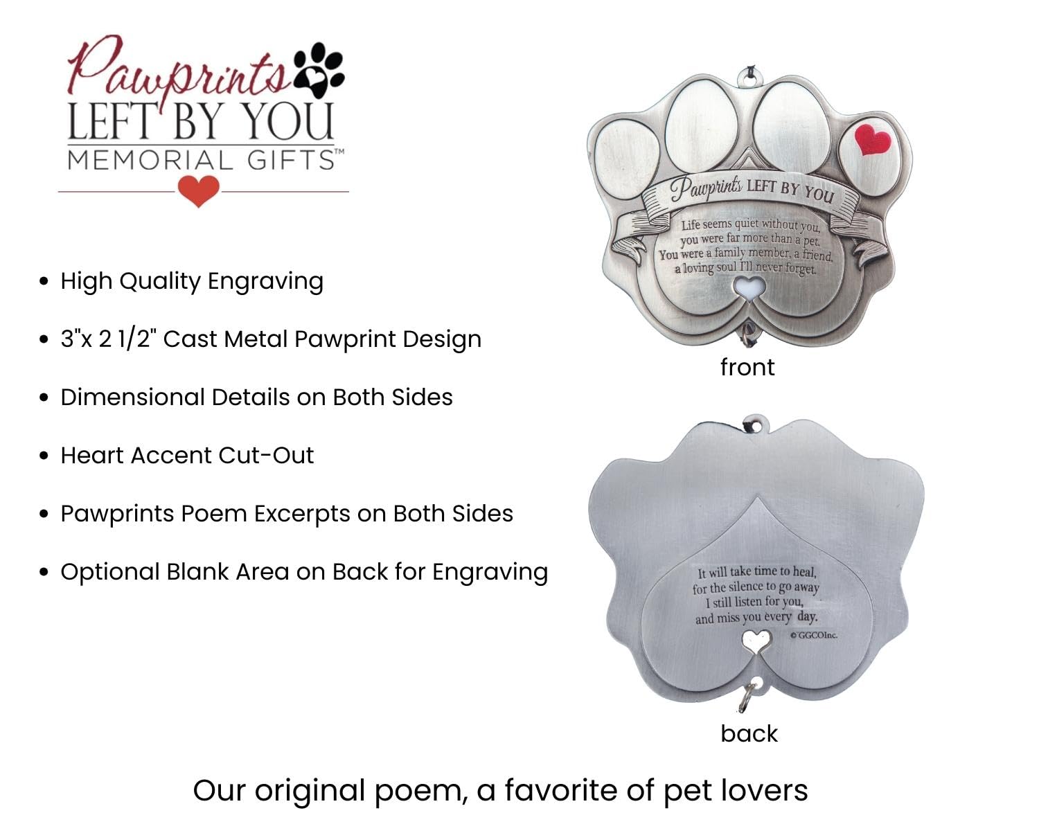 Pawprints Left By You wind chime paw print pendant adds a personal touch.