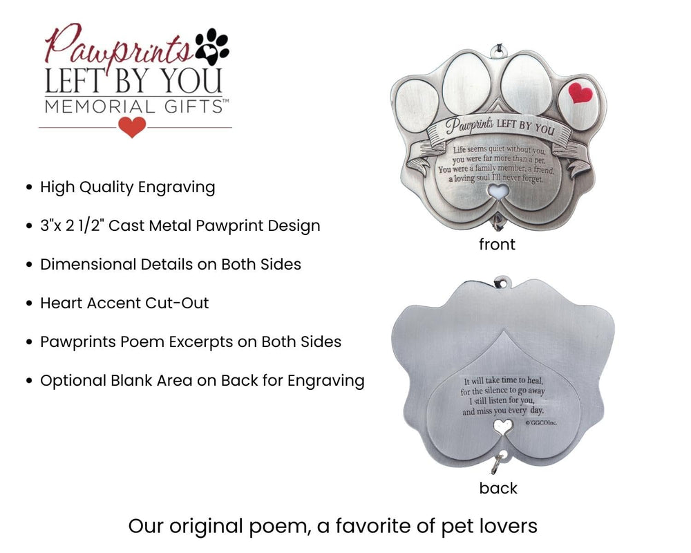 Pawprints Left By You wind chime paw print pendant adds a personal touch.