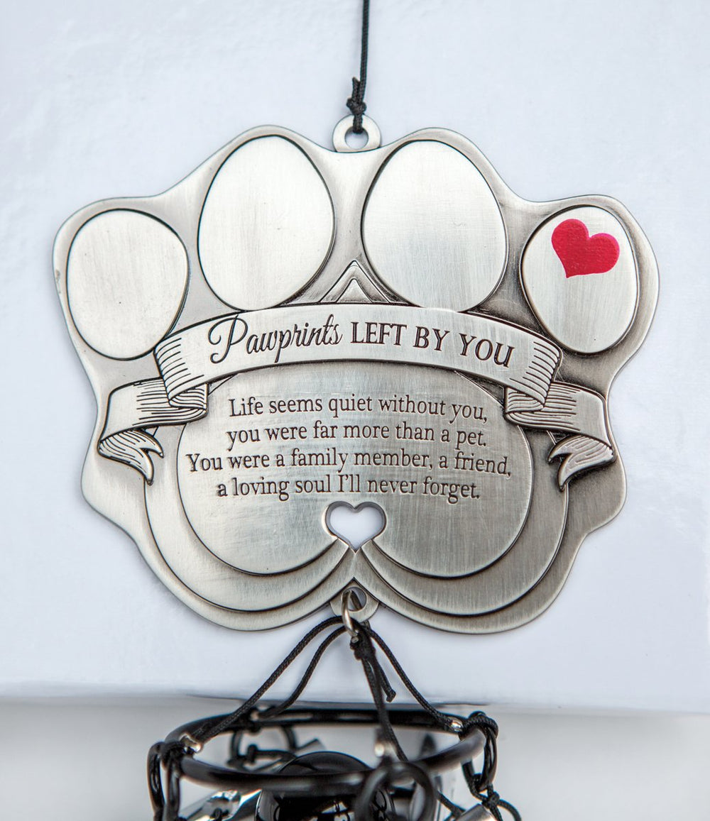 Pawprints Left By You wind chime includes a comforting poem card.