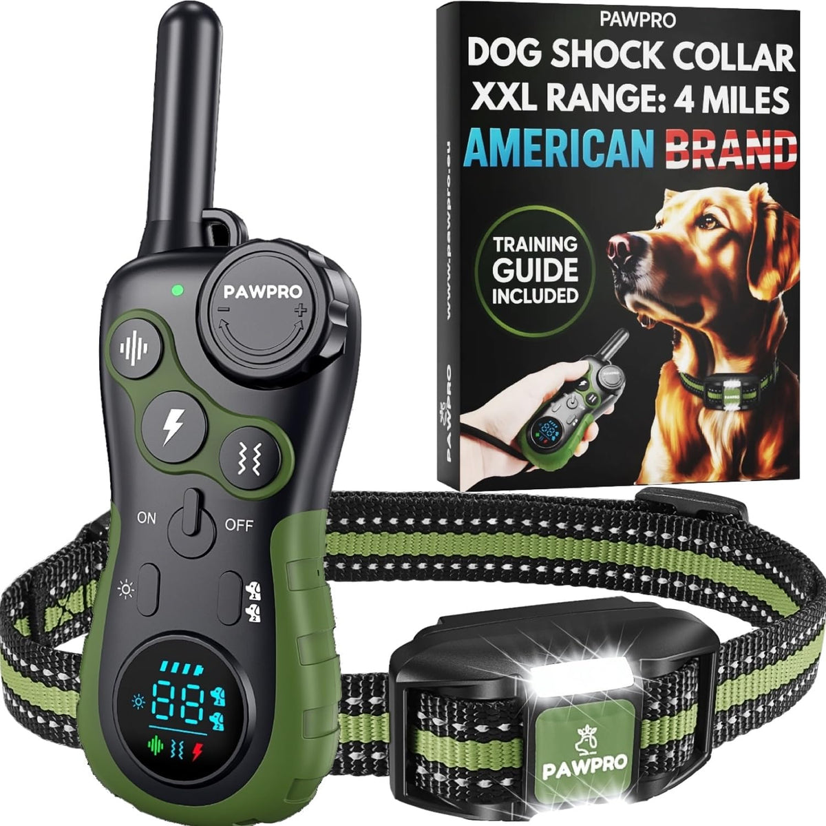 PAWPRO dog shock collar remote controls training across distances for reliable recall.