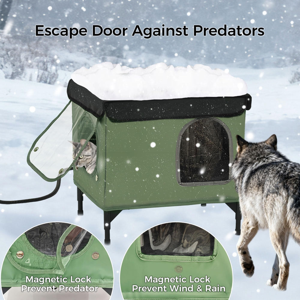 PAWPROVED heated-cat-house-heating-pad: UL-certified pad with smart sensor for safe warmth.