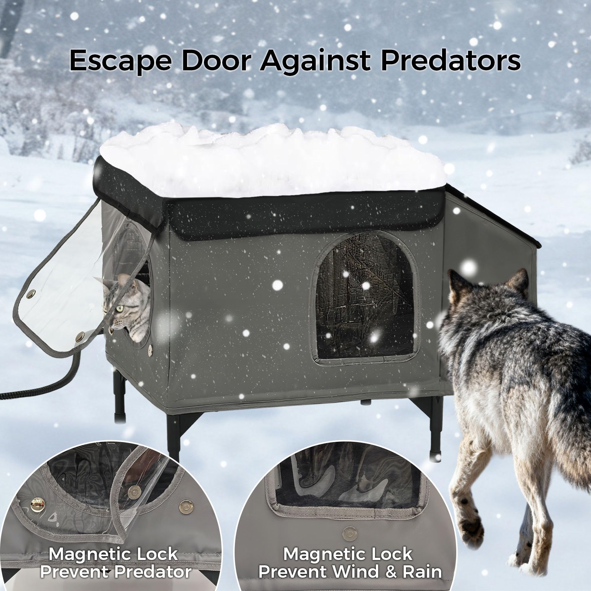 PAWPROVED indestructive frame construction shows sturdy shelter withstands harsh weather.