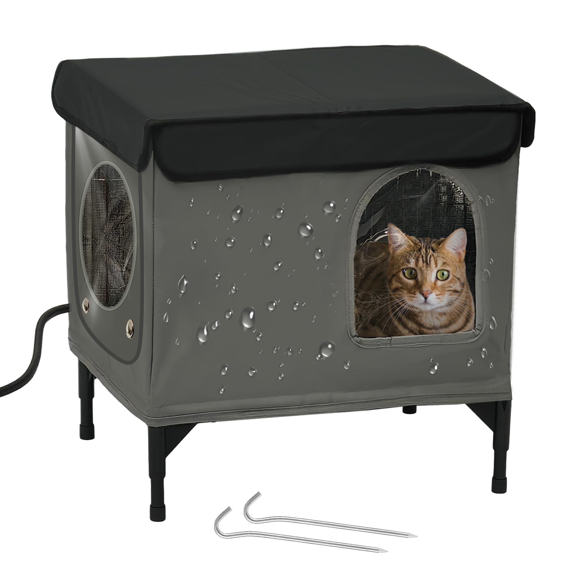 PAWPROVED outdoor cat house tarpaulin exterior for weatherproof shelter