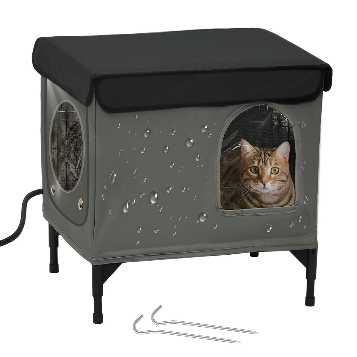 PAWPROVED outdoor cat house tarpaulin exterior for weatherproof shelter