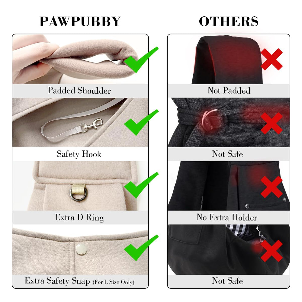 PAWPUBBY pet sling showing soft inner lining for gentle pet support