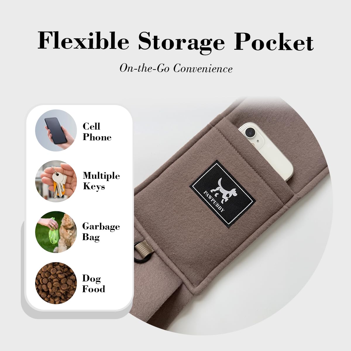 PAWPUBBY sling with padded strap reduces shoulder strain during long walks.