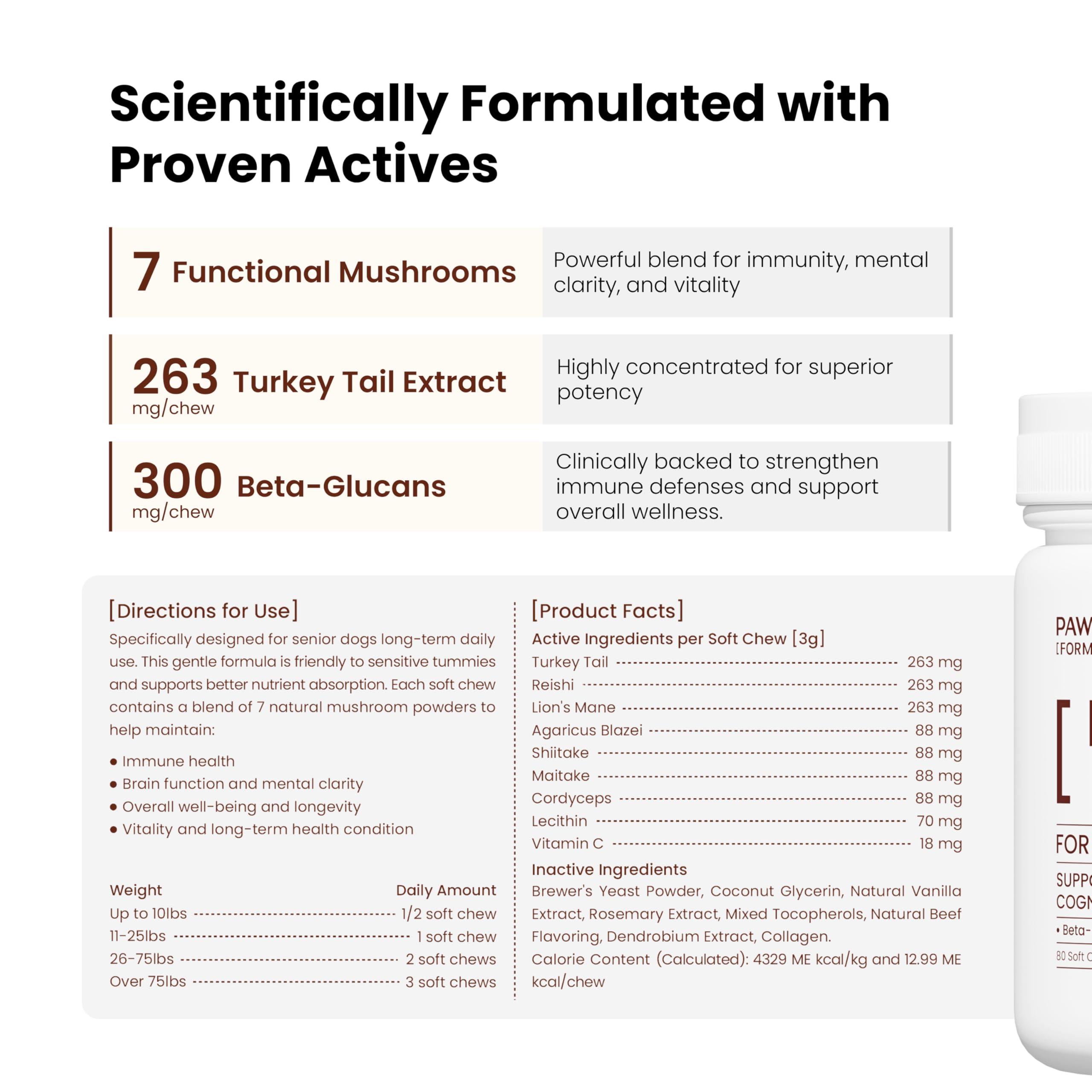 Pawpulse Formula reishi-maitake-shiitake mix close-up reveals natural immune ingredients.