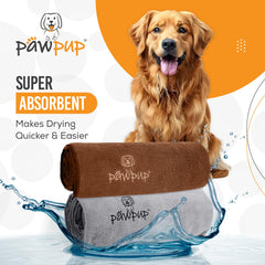 PAWPUP towel features dual pockets for secure grip while drying underbelly