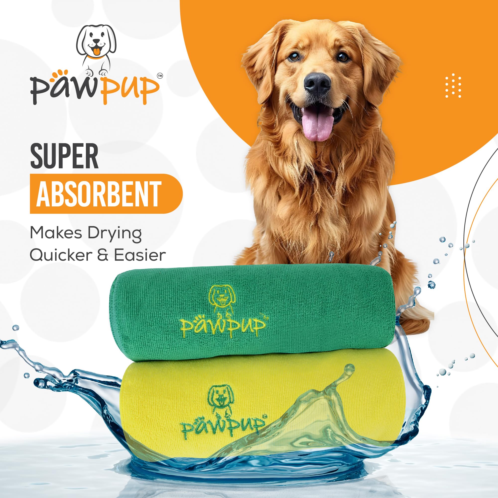 PAWPUP towel showing dual pockets for easy grip while drying.