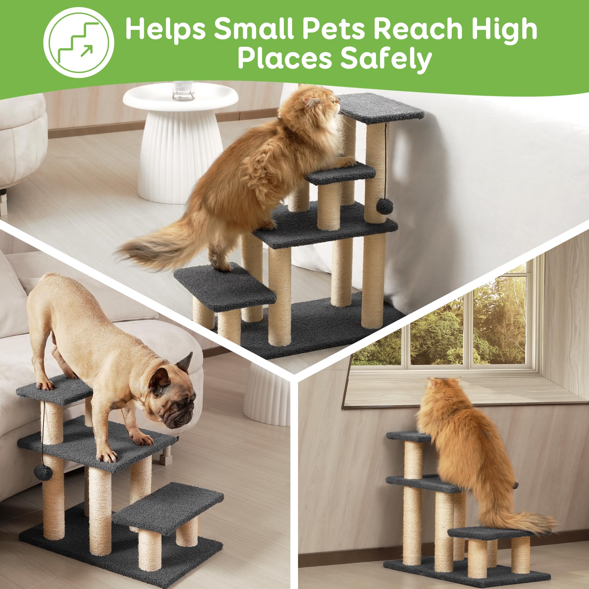Pawque cat scratching post grey with sisal for safe clawing.