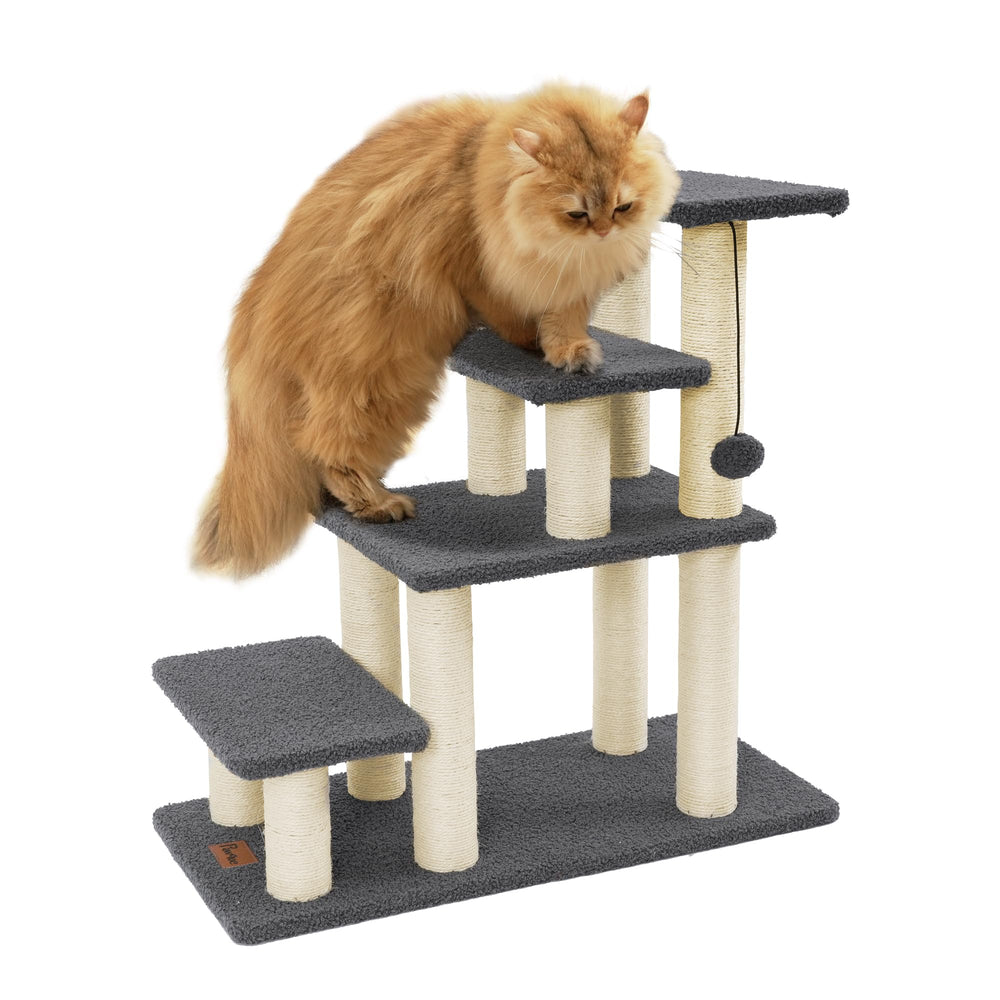Pawque dog stairs grey four steps ideal for reaching high beds.