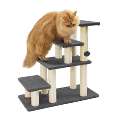 Pawque dog stairs grey four steps ideal for reaching high beds.