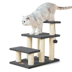 Pawque dog stairs grey steps side view shows sturdy access for pets to beds.