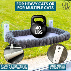 PAWRUSH Cat Window Perch supports up to 40 lbs with a rustproof metal frame