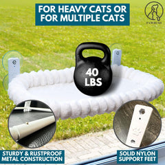 PAWRUSH rustproof metal frame illustrates durable construction for long-lasting use.