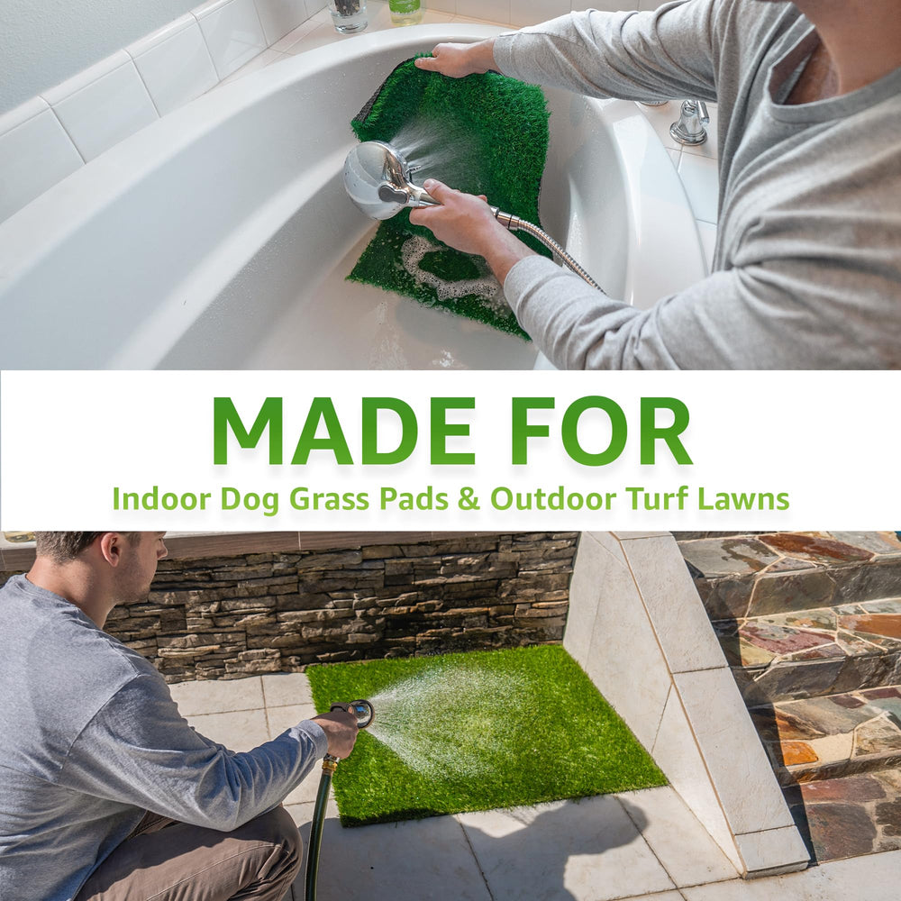 Paws and Play artificial-grass-before-after highlights visible results with fresh scent after use.