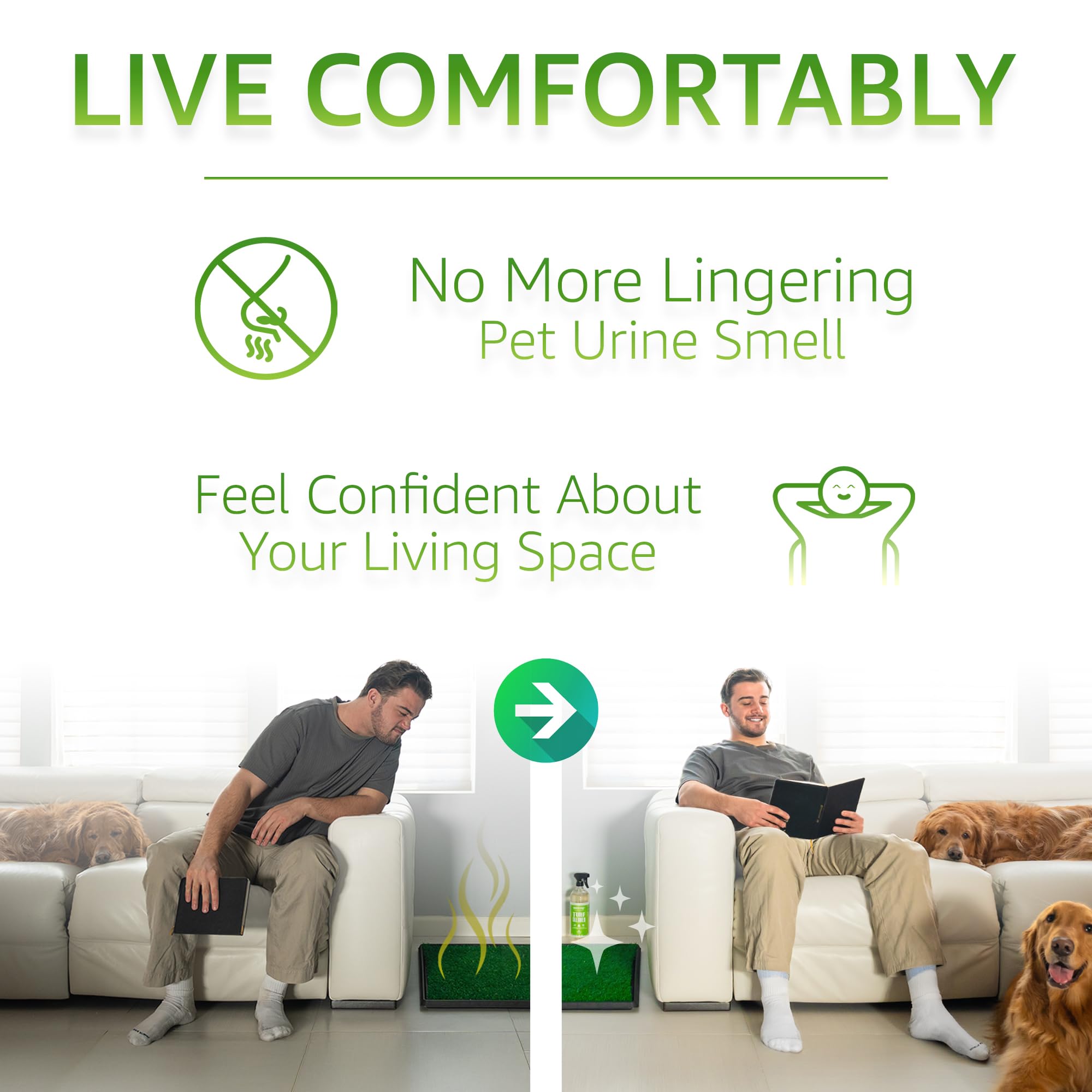 Paws and Play pet-waste-cleaner-multi-surface shows versatile cleaning on patios and kennels.